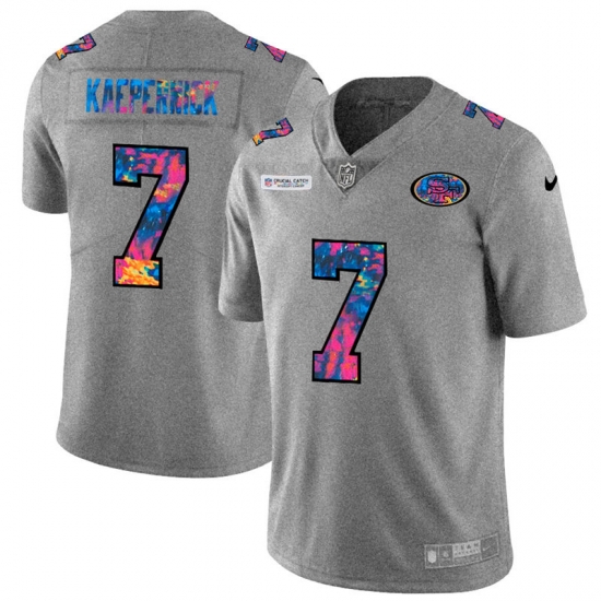 San Francisco 49ers 7 Colin Kaepernick Men Nike Multi Color 2020 NFL Crucial Catch NFL Jersey Greyheather San Francisco 49ers 7 Colin Kaepernick Men Nike Multi Color 2020 NFL Crucial Catch NFL Jersey Greyheather