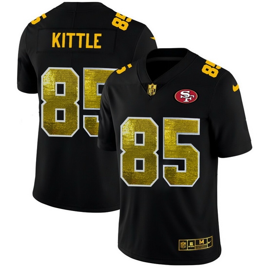 San Francisco 49ers 85 George Kittle Men Black Nike Golden Sequin Vapor Limited NFL Jersey San Francisco 49ers 85 George Kittle Men Black Nike Golden Sequin Vapor Limited NFL Jersey