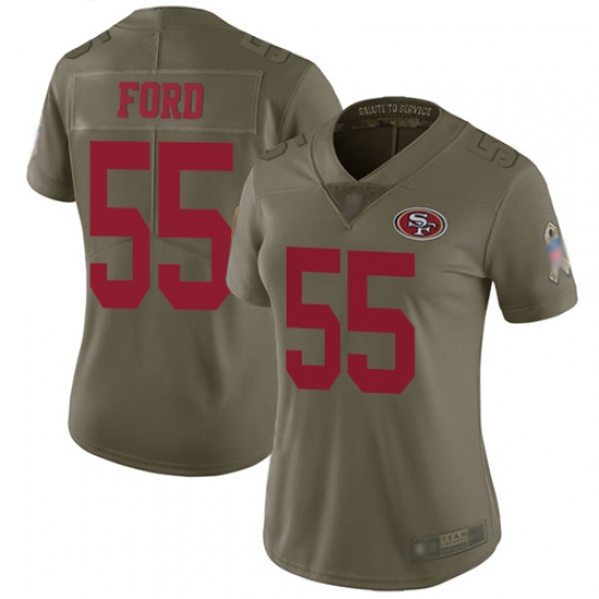 49ers 55 Dee Ford Olive Women Stitched Football Limited 2017 Salute to Service Jersey 49ers 55 Dee Ford Olive Women Stitched Football Limited 2017 Salute to Service Jersey