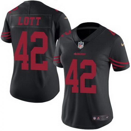 Nike 49ers #42 Ronnie Lott Black Womens Stitched NFL Limited Rush Jersey Nike 49ers #42 Ronnie Lott Black Womens Stitched NFL Limited Rush Jersey