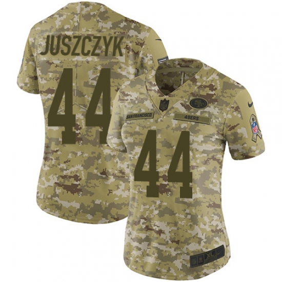 Nike 49ers #44 Kyle Juszczyk Camo Women Stitched NFL Limited 2018 Salute to Service Jersey Nike 49ers #44 Kyle Juszczyk Camo Women Stitched NFL Limited 2018 Salute to Service Jersey