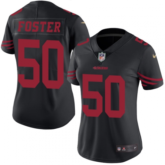 Nike 49ers #50 Reuben Foster Black Womens Stitched NFL Limited Rush Jersey Nike 49ers #50 Reuben Foster Black Womens Stitched NFL Limited Rush Jersey