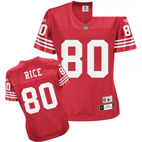Reebok San Francisco 49ers 80 Jerry Rice Red Womens Throwback Team Color Premier EQT NFL Jersey Reebok San Francisco 49ers 80 Jerry Rice Red Womens Throwback Team Color Premier EQT NFL Jersey