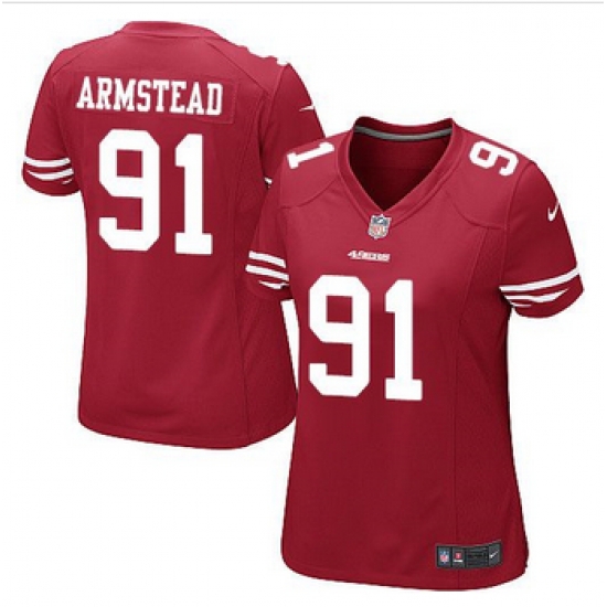 Women NEW 49ers #91 Arik Armstead Red Team Color Stitched NFL Elite Jersey Women NEW 49ers #91 Arik Armstead Red Team Color Stitched NFL Elite Jersey
