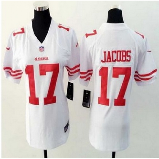 Women New 49ers #17 Chuck Jacobs White Stitched NFL Elite Jersey Women New 49ers #17 Chuck Jacobs White Stitched NFL Elite Jersey