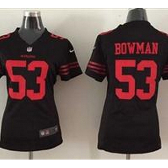 Women Nike 49ers #53 Navorro Bowmen Black Alternate Stitched NFL Elite Jersey Women Nike 49ers #53 Navorro Bowmen Black Alternate Stitched NFL Elite Jersey