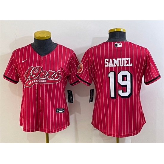 Women San Francisco 49ers 19 Deebo Samuel New Red With Patch Cool Base Stitched Baseball JerseyS Women San Francisco 49ers 19 Deebo Samuel New Red With Patch Cool Base Stitched Baseball JerseyS