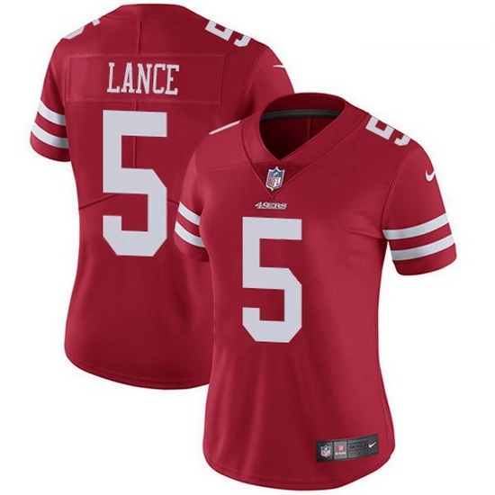 Women San Francisco 49ers 5 Trey Lance Red Team Color Women Stitched NFL Vapor Untouchable Limited Jersey Women San Francisco 49ers 5 Trey Lance Red Team Color Women Stitched NFL Vapor Untouchable Limited Jersey