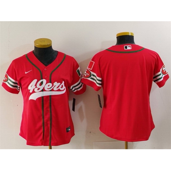 Women San Francisco 49ers Blank Red Mexico With Patch Cool Base Stitched Baseball Jersey Women San Francisco 49ers Blank Red Mexico With Patch Cool Base Stitched Baseball Jersey