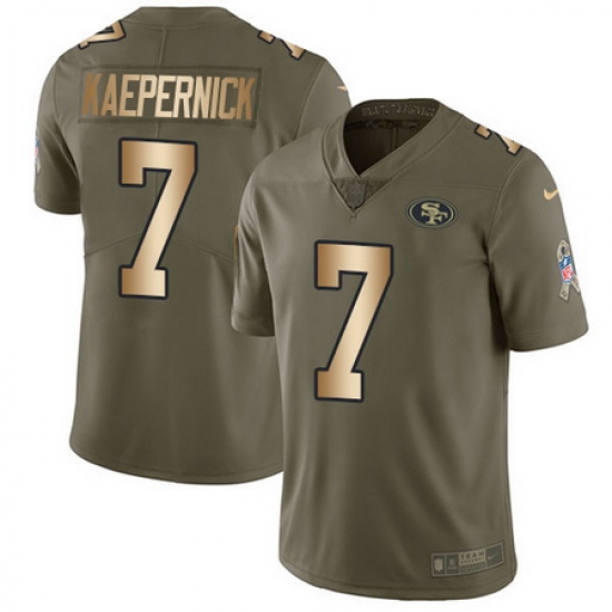 Nike 49ers #7 Colin Kaepernick Olive Gold Youth Stitched NFL Limited 2017 Salute to Service Jersey Nike 49ers #7 Colin Kaepernick Olive Gold Youth Stitched NFL Limited 2017 Salute to Service Jersey