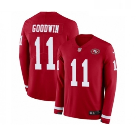Youth Nike San Francisco 49ers 11 Marquise Goodwin Limited Red Therma Long Sleeve NFL Jersey Youth Nike San Francisco 49ers 11 Marquise Goodwin Limited Red Therma Long Sleeve NFL Jersey