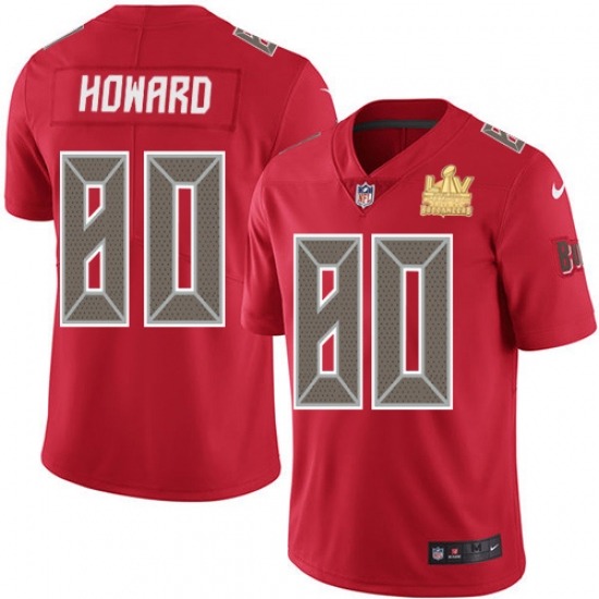 Men Nike Tampa Bay Buccaneers 80 O J Howard Red Men Super Bowl LV Champions Patch Stitched NFL Limited Rush Jersey Men Nike Tampa Bay Buccaneers 80 O J Howard Red Men Super Bowl LV Champions Patch Stitched NFL Limited Rush Jersey