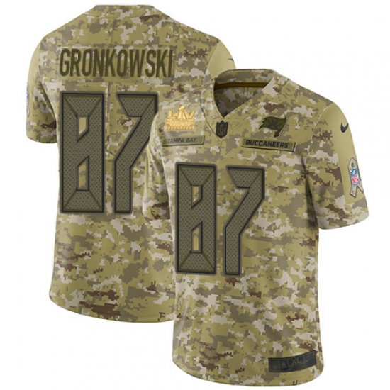Men Nike Tampa Bay Buccaneers 87 Rob Gronkowski Suh Camo Men Super Bowl LV Champions Patch Stitched NFL Limited 2018 Salute To Service Jersey Men Nike Tampa Bay Buccaneers 87 Rob Gronkowski Suh Camo Men Super Bowl LV Champions Patch Stitched NFL Limited 2018 Salute To Service Jersey