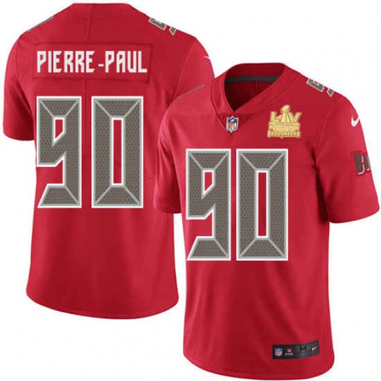 Men Nike Tampa Bay Buccaneers 90 Jason Pierre Paul Red Men Super Bowl LV Champions Patch Stitched NFL Limited Rush Jersey Men Nike Tampa Bay Buccaneers 90 Jason Pierre Paul Red Men Super Bowl LV Champions Patch Stitched NFL Limited Rush Jersey