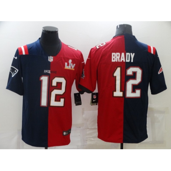 Men Tampa Bay Buccaneers 12 Tom Brady Red Navy Super Bowl Split GOAT Stitched Jersey Men Tampa Bay Buccaneers 12 Tom Brady Red Navy Super Bowl Split GOAT Stitched Jersey