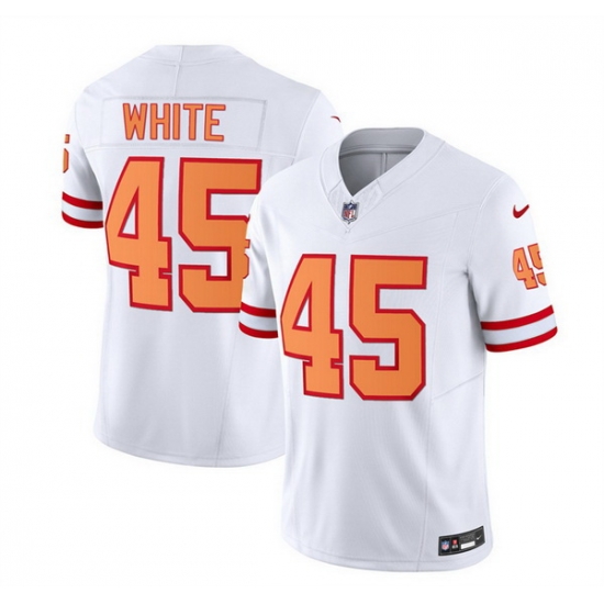 Men Tampa Bay Buccaneers 45 Devin White 2023 F U S E White Throwback Limited Stitched Jersey Men Tampa Bay Buccaneers 45 Devin White 2023 F U S E White Throwback Limited Stitched Jersey