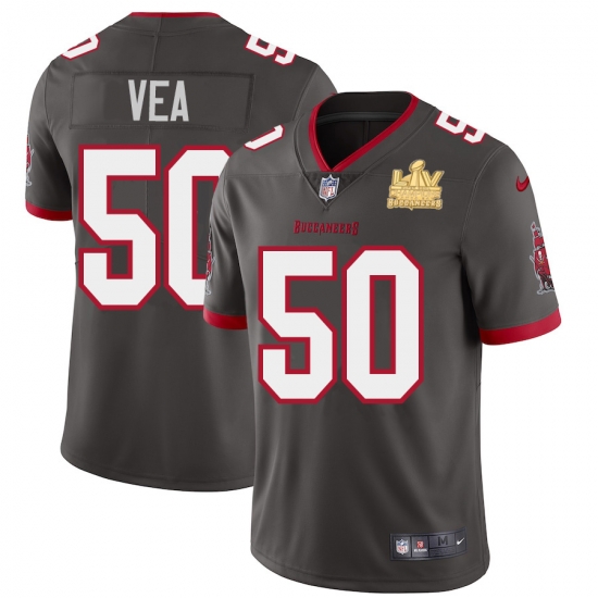 Men Tampa Bay Buccaneers 50 Vita Vea Men Super Bowl LV Champions Patch Nike Pewter Alternate Vapor Limited Jersey Men Tampa Bay Buccaneers 50 Vita Vea Men Super Bowl LV Champions Patch Nike Pewter Alternate Vapor Limited Jersey