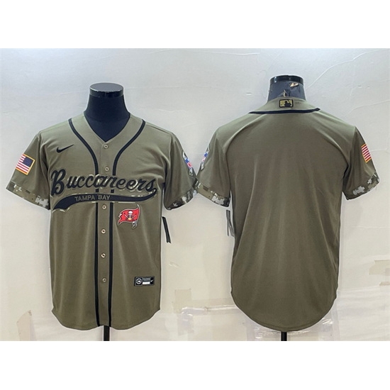 Men Tampa Bay Buccaneers Blank Olive 2022 Salute To Service Cool Base Stitched Baseball Jersey Men Tampa Bay Buccaneers Blank Olive 2022 Salute To Service Cool Base Stitched Baseball Jersey