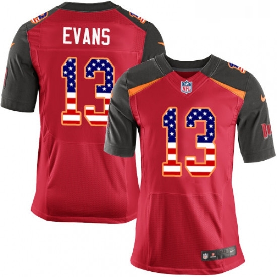 Mens Nike Tampa Bay Buccaneers 13 Mike Evans Elite Red Home USA Flag Fashion NFL Jersey Mens Nike Tampa Bay Buccaneers 13 Mike Evans Elite Red Home USA Flag Fashion NFL Jersey