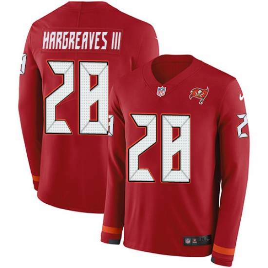 Nike Buccaneers 28 Vernon Hargreaves III Red Team Color Men s Stitched NFL Limited Therma Long Sleeve Jersey Nike Buccaneers 28 Vernon Hargreaves III Red Team Color Men s Stitched NFL Limited Therma Long Sleeve Jersey