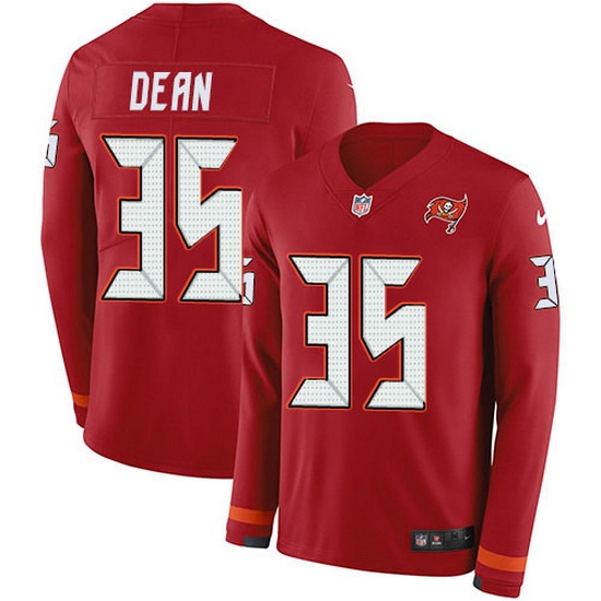 Nike Buccaneers 35 Jamel Dean Red Team Color Men Stitched NFL Limited Therma Long Sleeve Jersey Nike Buccaneers 35 Jamel Dean Red Team Color Men Stitched NFL Limited Therma Long Sleeve Jersey
