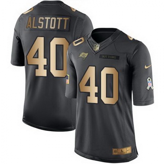 Nike Buccaneers #40 Mike Alstott Black Mens Stitched NFL Limited Gold Salute To Service Jersey Nike Buccaneers #40 Mike Alstott Black Mens Stitched NFL Limited Gold Salute To Service Jersey