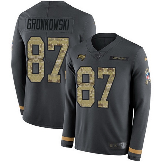 Nike Buccaneers 87 Rob Gronkowski Anthracite Salute to Service Men Stitched NFL Limited Therma Long Sleeve Jersey Nike Buccaneers 87 Rob Gronkowski Anthracite Salute to Service Men Stitched NFL Limited Therma Long Sleeve Jersey