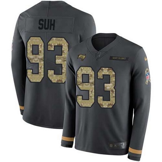 Nike Buccaneers 93 Ndamukong Suh Anthracite Salute to Service Men Stitched NFL Limited Therma Long Sleeve Jersey Nike Buccaneers 93 Ndamukong Suh Anthracite Salute to Service Men Stitched NFL Limited Therma Long Sleeve Jersey