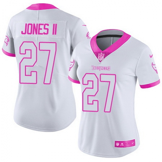 Nike Buccaneers #27 Ronald Jones II White Pink Womens Stitched NFL Limited Rush Fashion Jersey Nike Buccaneers #27 Ronald Jones II White Pink Womens Stitched NFL Limited Rush Fashion Jersey