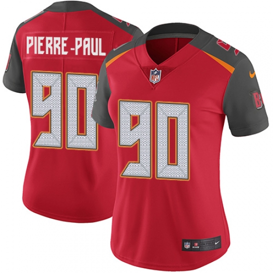 Nike Buccaneers #90 Jason Pierre Paul Red Team Color Womens Stitched NFL Vapor Untouchable Limited Jersey Nike Buccaneers #90 Jason Pierre Paul Red Team Color Womens Stitched NFL Vapor Untouchable Limited Jersey