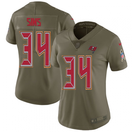 Womens Nike Buccaneers #34 Charles Sims Olive Stitched NFL Limited 2017 Salute to Service Jersey Womens Nike Buccaneers #34 Charles Sims Olive Stitched NFL Limited 2017 Salute to Service Jersey