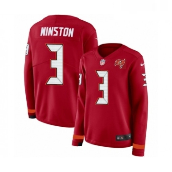 Womens Nike Tampa Bay Buccaneers 3 Jameis Winston Limited Red Therma Long Sleeve NFL Jersey Womens Nike Tampa Bay Buccaneers 3 Jameis Winston Limited Red Therma Long Sleeve NFL Jersey