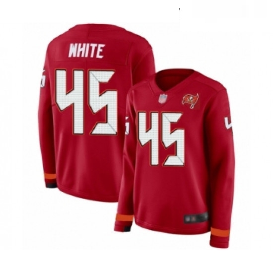 Womens Tampa Bay Buccaneers 45 Devin White Limited Red Therma Long Sleeve Football Jersey Womens Tampa Bay Buccaneers 45 Devin White Limited Red Therma Long Sleeve Football Jersey
