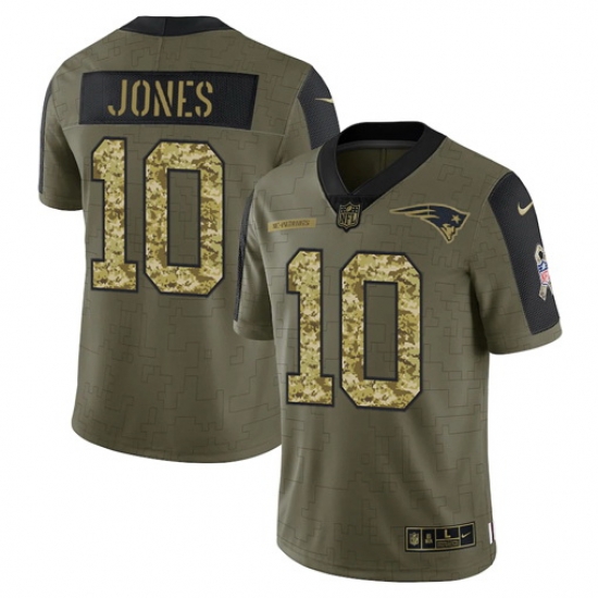 Men New England Patriots 10 Mac Jones 2021 Salute To Service Olive Camo Limited Stitched Jersey Men New England Patriots 10 Mac Jones 2021 Salute To Service Olive Camo Limited Stitched Jersey
