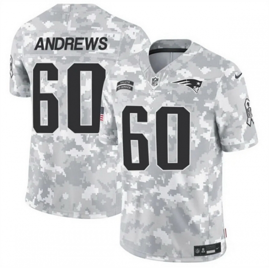 Men New England Patriots 60 David Andrews 2024 F U S E Arctic Camo Salute To Service Limited Stitched Jersey Men New England Patriots 60 David Andrews 2024 F U S E Arctic Camo Salute To Service Limited Stitched Jersey