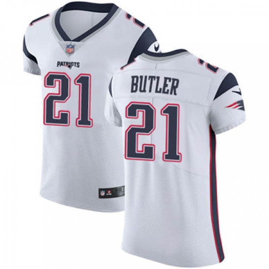 Men Nike Patriots #21 Malcolm Butler White Stitched NFL Vapor Untouchable Elite Jersey Men Nike Patriots #21 Malcolm Butler White Stitched NFL Vapor Untouchable Elite Jersey