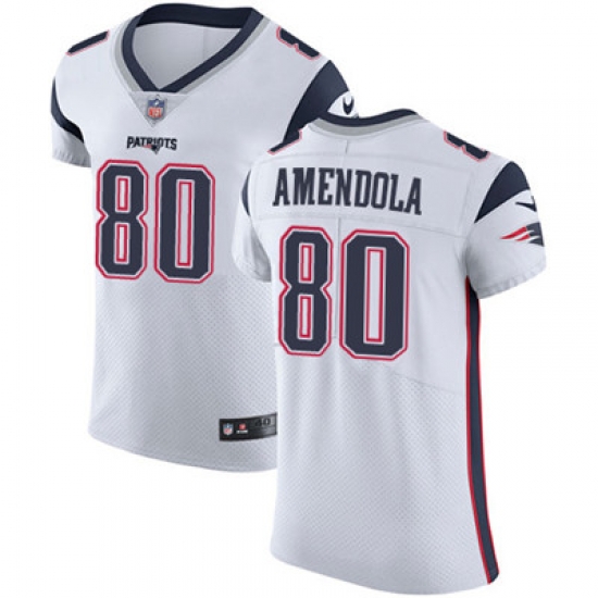 Men Nike Patriots #80 Danny Amendola White Stitched NFL Vapor Untouchable Elite Jersey Men Nike Patriots #80 Danny Amendola White Stitched NFL Vapor Untouchable Elite Jersey