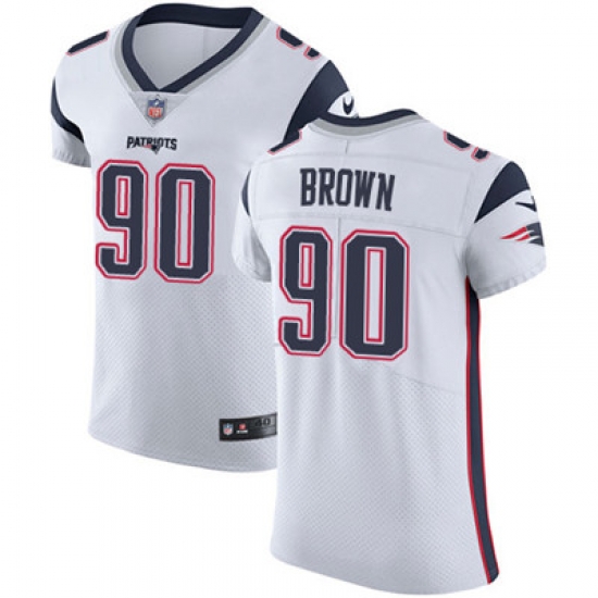 Men Nike Patriots #90 Malcom Brown White Stitched NFL Vapor Untouchable Elite Jersey Men Nike Patriots #90 Malcom Brown White Stitched NFL Vapor Untouchable Elite Jersey