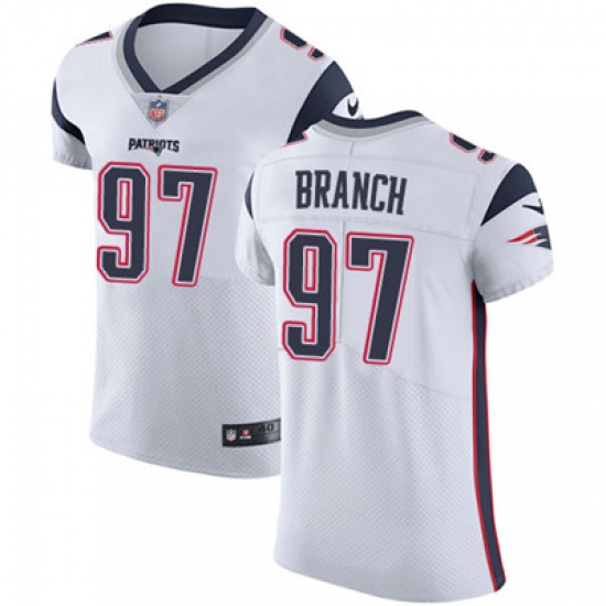 Men Nike Patriots #97 Alan Branch White Stitched NFL Vapor Untouchable Elite Jersey Men Nike Patriots #97 Alan Branch White Stitched NFL Vapor Untouchable Elite Jersey