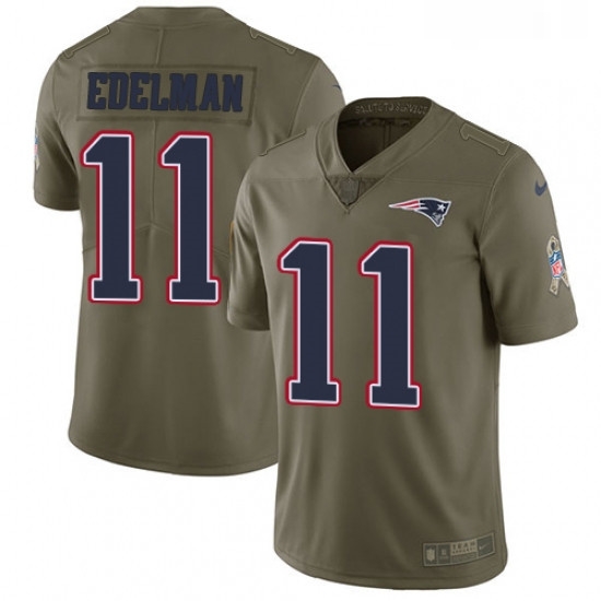 Mens Nike New England Patriots 11 Julian Edelman Limited Olive 2017 Salute to Service NFL Jersey Mens Nike New England Patriots 11 Julian Edelman Limited Olive 2017 Salute to Service NFL Jersey