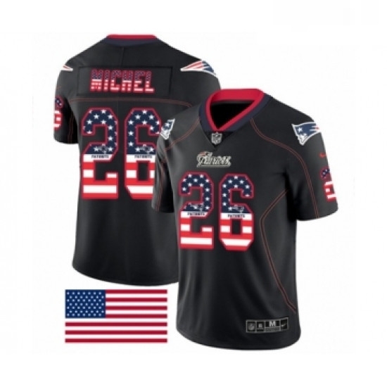 Mens Nike New England Patriots 26 Sony Michel Limited Black Rush USA Flag NFL Jersey Mens Nike New England Patriots 26 Sony Michel Limited Black Rush USA Flag NFL Jersey