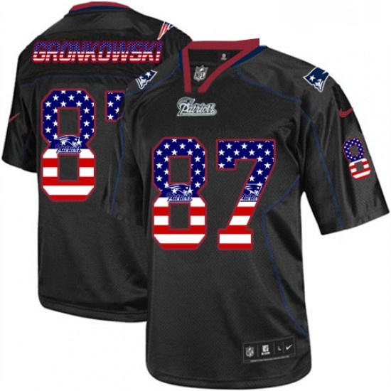 Mens Nike New England Patriots 87 Rob Gronkowski Elite Black USA Flag Fashion NFL Jersey Mens Nike New England Patriots 87 Rob Gronkowski Elite Black USA Flag Fashion NFL Jersey