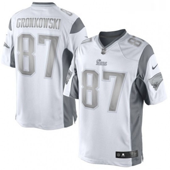 Mens Nike New England Patriots 87 Rob Gronkowski Limited White Platinum NFL Jersey Mens Nike New England Patriots 87 Rob Gronkowski Limited White Platinum NFL Jersey