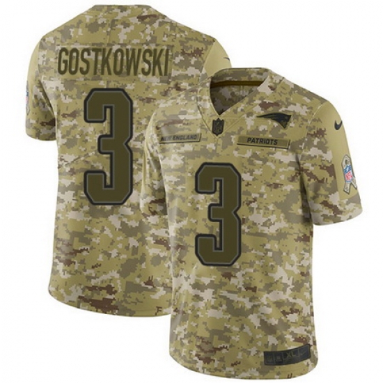 Nike Patriots #3 Stephen Gostkowski Camo Mens Stitched NFL Limited 2018 Salute To Service Jersey Nike Patriots #3 Stephen Gostkowski Camo Mens Stitched NFL Limited 2018 Salute To Service Jersey