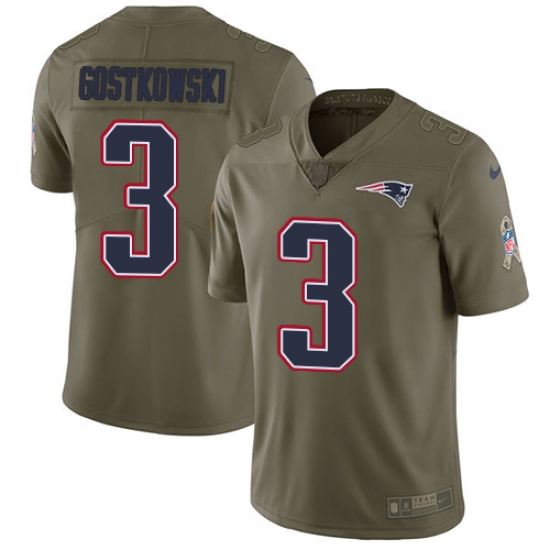 Nike Patriots #3 Stephen Gostkowski Olive Mens Stitched NFL Limited 2017 Salute To Service Jersey Nike Patriots #3 Stephen Gostkowski Olive Mens Stitched NFL Limited 2017 Salute To Service Jersey