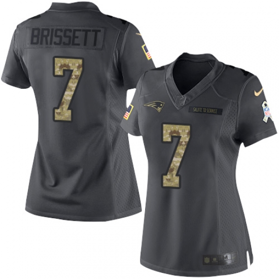 Nike Patriots #7 Jacoby Brissett Black Womens Stitched NFL Limited 2016 Salute to Service Jersey Nike Patriots #7 Jacoby Brissett Black Womens Stitched NFL Limited 2016 Salute to Service Jersey