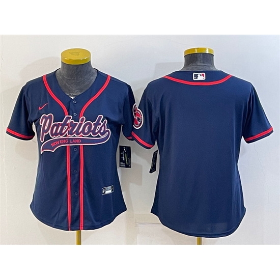 Women New England Patriots Blank Navy With Patch Cool Base Stitched Baseball Jersey Women New England Patriots Blank Navy With Patch Cool Base Stitched Baseball Jersey