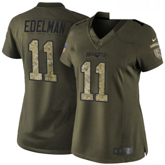 Womens Nike New England Patriots 11 Julian Edelman Elite Green Salute to Service NFL Jersey Womens Nike New England Patriots 11 Julian Edelman Elite Green Salute to Service NFL Jersey