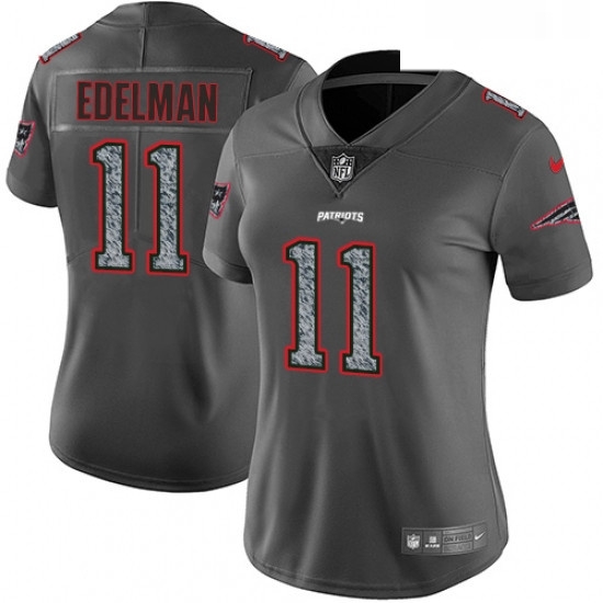 Womens Nike New England Patriots 11 Julian Edelman Gray Static Vapor Untouchable Limited NFL Jersey Womens Nike New England Patriots 11 Julian Edelman Gray Static Vapor Untouchable Limited NFL Jersey