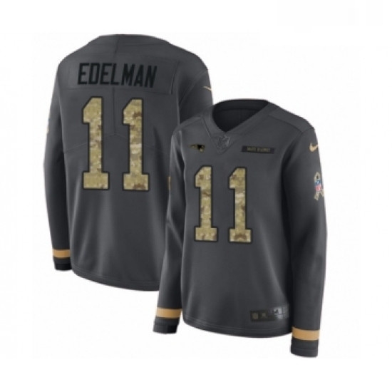Womens Nike New England Patriots 11 Julian Edelman Limited Black Salute to Service Therma Long Sleeve NFL Jersey Womens Nike New England Patriots 11 Julian Edelman Limited Black Salute to Service Therma Long Sleeve NFL Jersey